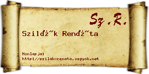 Szilák Renáta névjegykártya