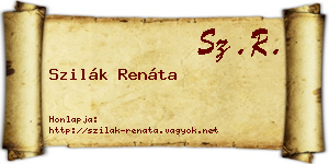 Szilák Renáta névjegykártya